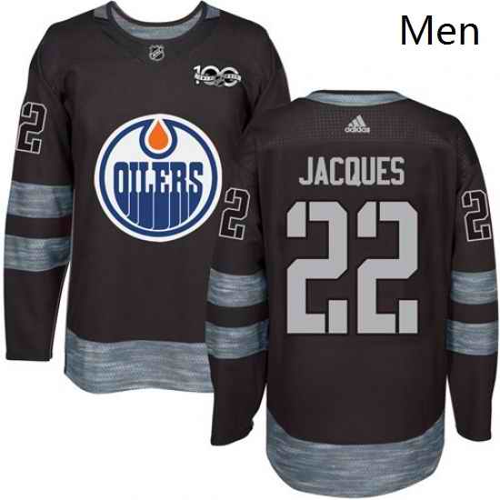Mens Adidas Edmonton Oilers 22 Jean Francois Jacques Authentic Black 1917 2017 100th Anniversary NHL Jersey